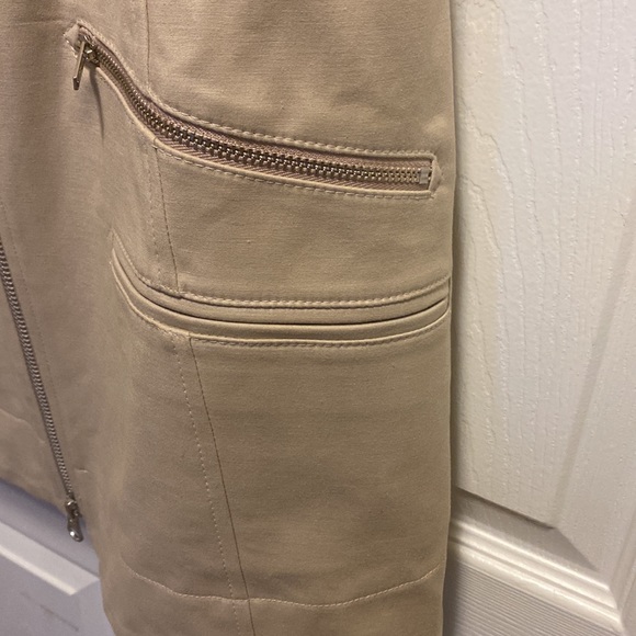 NWT Pearl by Lela Rose Navy khaki Long Vest jacket double zipper vest size 0 - Picture 8 of 9